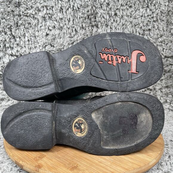 Justin Gypsy Gemma Leather Cowgirl Boots Black Turquoise Women's 10 B L9905 - Picture 7 of 9